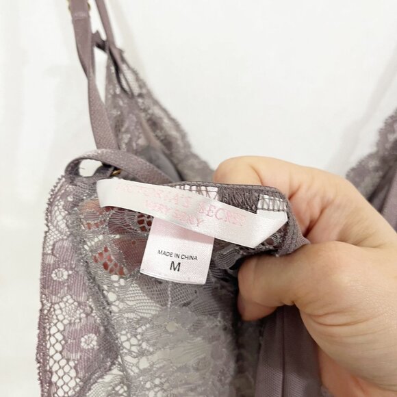 Victoria's Secret Gray Lace Teddy Dress Mini Lingerie - Size Medium - Picture 5 of 8